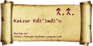 Katzer Kálmán névjegykártya